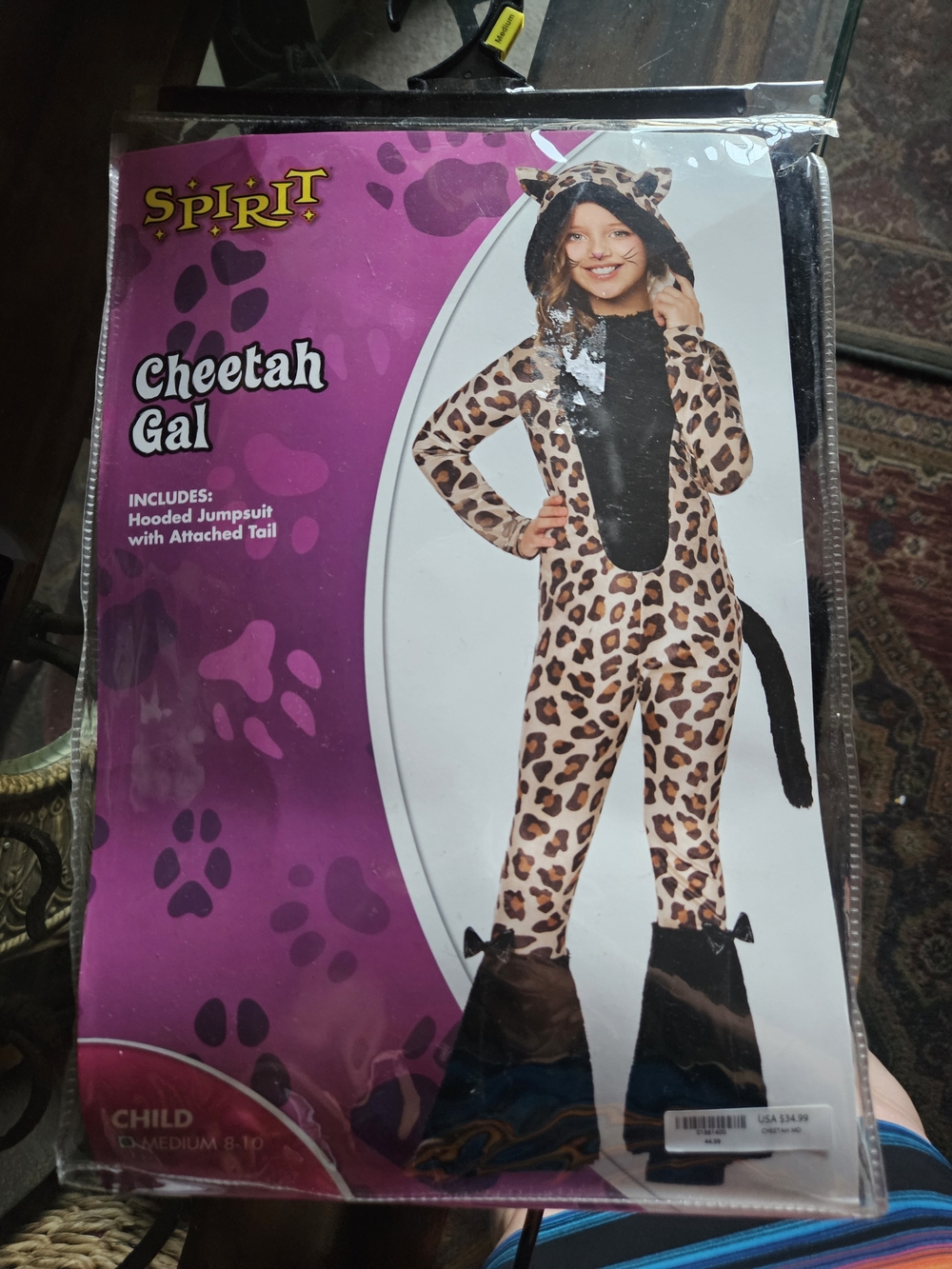 New Spirit Cheetah Gal Hooded Jumpsuit Costume - Brown/Black